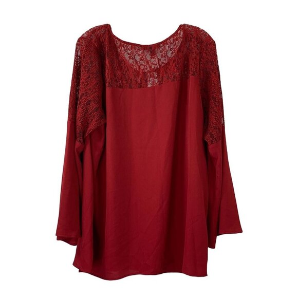Roz & Ali Women's Burgundy Blouse - Picture 2 of 6